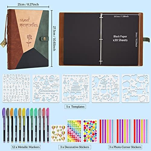 ZEEYUAN Scrapbook Photo Album PU Leather Scrap Book Mothers's Day Gift for Mom Valentines Gift Vintage Family Scrapbook Memory Photo Book 60 Pages - Image 7