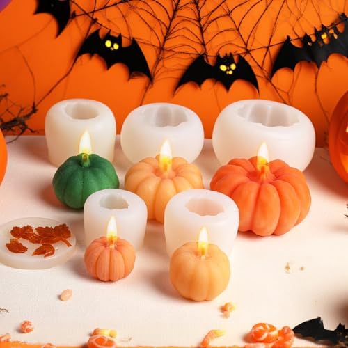 MGLIFEUL 6 pcs Large Halloween Pumpkin Maple Leaf Silicone Candle Mold - Image 7