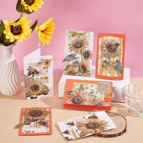 WEBEEDY 15 Sets DIY Greeting Card Kit Handmade DIY Card Making Kits Includes 15 Blank Cards 15 Envelopes for DIY Craft,Sunflower Thank You Cards Making for Christmas Birthday Wedding Invitation - Image 5