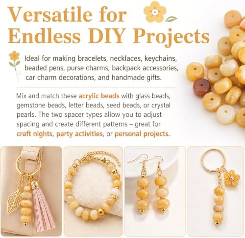 100Pcs 14mm Large Acrylic Beads for Jewelry Making, Chunky Marbled Round Focal Beads Bulk Set with Spacer Beads for DIY Bracelets Necklaces Keychains Bag Charms (Brown) - Image 5