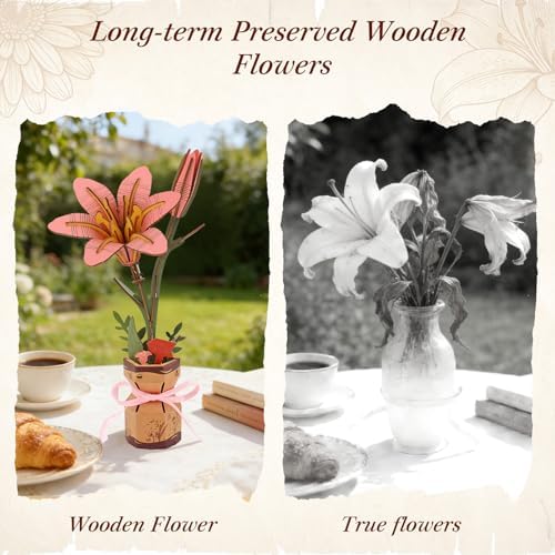 BUSOHA 3D Wooden Flower Puzzle for Adults - Lily DIY Craft Kit - Image 7
