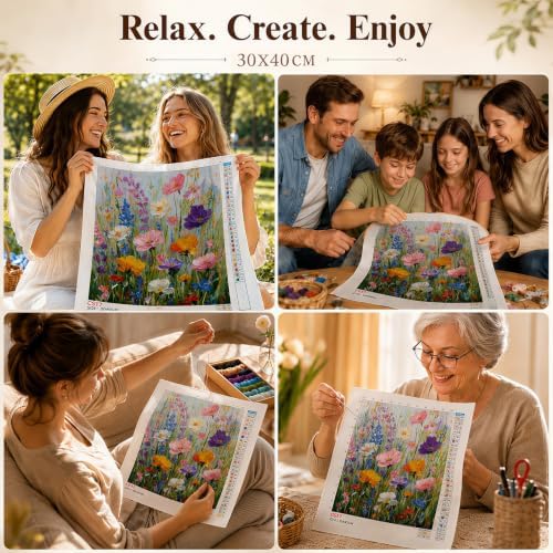 Floral Wildflower Stamped Cross Stitch Kits for Beginner 12x16 Inch - Image 7