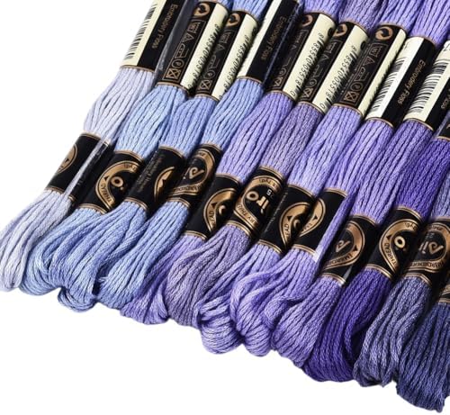 12 Skeins 105 Yards 6 Strands Purple Assorted Friendship Bracelet String Embroidery Thread Yarn Cross Stitch Bulk Variegated Gradient Floss Set for Felt Projects Sewing Making Craft DIY - Image 7
