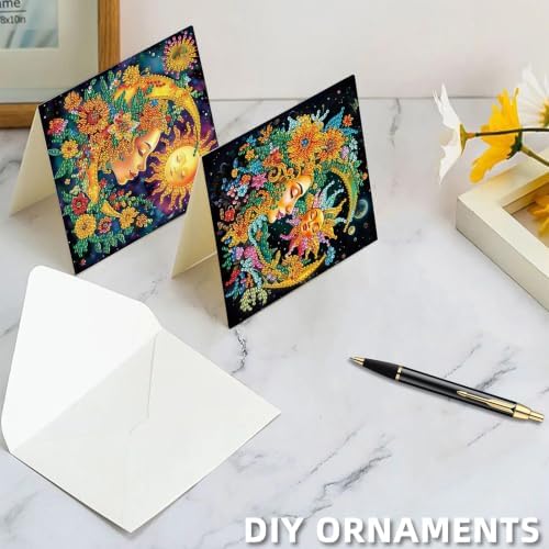 6PCS Moon Diamond Art Painting Greeting Cards Kit with Envelopes - 5D DIY Diamond Art Card Kits for Adults - Handcrafted Postcards for Birthday & Holiday - Image 7