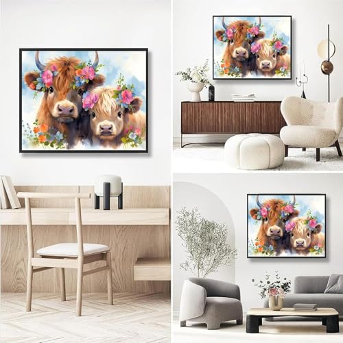 Highland Cow Paint by Numbers for Adults with Framed Canvas - Wooden Easel - Image 7