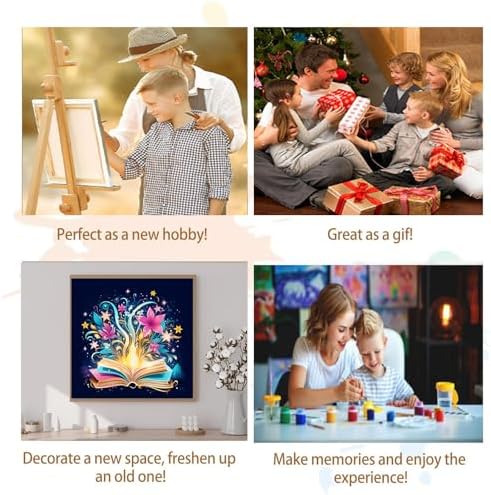 Artunion Framed Paint by Numbers Kit for Adults Beginners & Kids Ages 8-12,Mystical Book Flower Paint by Number with Frame,Flower Paint by Numbers Kit on Canvas 10 * 10 Inch Without Easel - Image 7