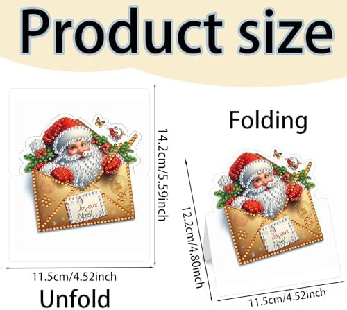 6 Packs Christmas DIY Diamond Art Greeting Cards with Envelopes Special Shaped 3D Fold Rhinestone Painting Card Handmade Gem Dots Art Kit for Beginner Adult Birthday Holiday Blessing Gift - Image 7