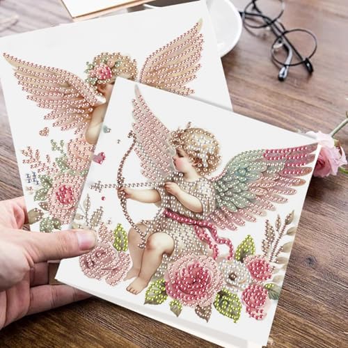JISHSHAY 6 PCS Angel Diamond Painting Greeting Cards Angel Diamond Art Birthday Cards with Envelopes Gem Art Gem Painting Mosaic Kits for Adults for Thanksgiving Anniversary Valentine Birthday - Image 7