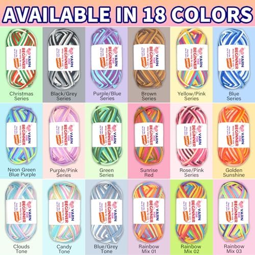 4 Pack Rainbow Beginner Crochet Yarn for Crocheting Knitting Multicolor Cotton Crochet Yarn for Beginners with Easy-to-See Stitches Cotton-Nylon Blend Easy Yarn for Beginners(Yellow Pink Blue) - Image 7