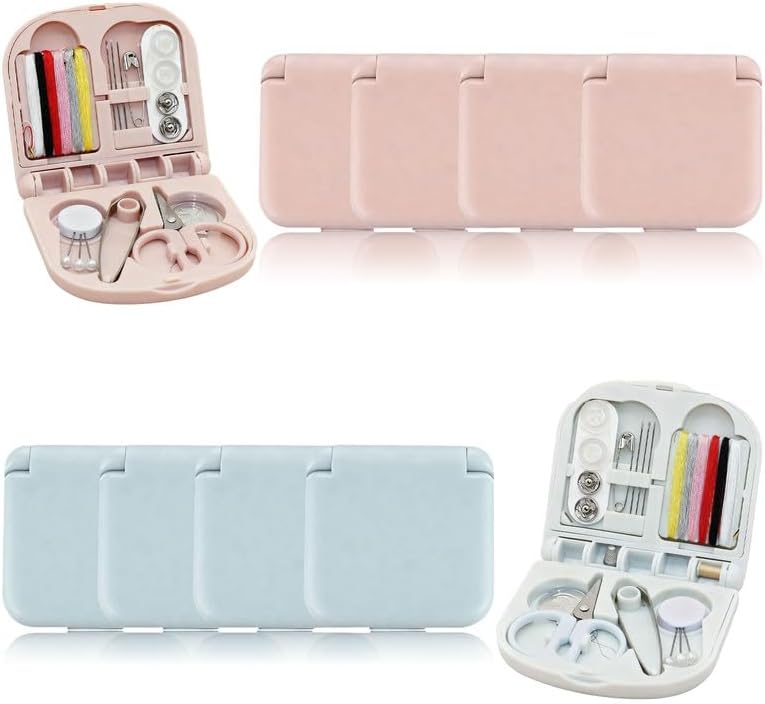 Reroon 8 Pack Mini Travel Sewing Kit for Adult & Kid | Portable Sewing Box Kit Bulk | Small Emergency Repair Set with Thread Scissors Needle for Travel, Beginner DIY Handcraft | Pink + Blue - Image 7