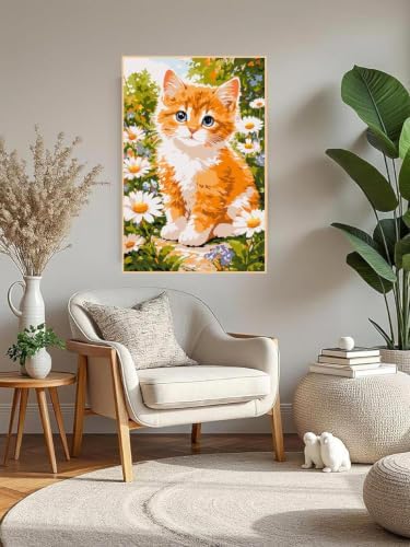 Mowana Easy Paint by Numbers Kit for Adults Beginners, Cat Adult Painting Kit by Numbers with Frame and Easle, Stretched Canvas Paint by Number Kit, 8x12inch - Image 7