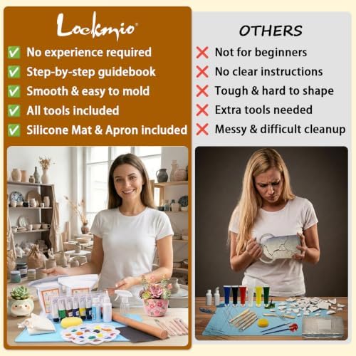 31PCS Pottery Kit for Beginners, 4.4LBS Air Dry Clay for Adults, Guide Book - Image 7