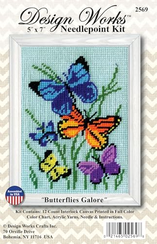 Design Works Crafts, 5" x 7" Needlepoint Kit Butterflies Galore - Image 2