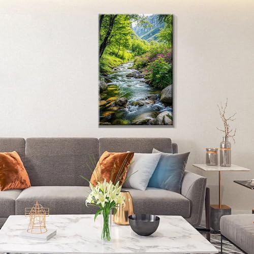 JOOZ Landscape Paint by Numbers Kit for Adults with Frame Mountain Paint by Number with Easel Forest Oil Painting Kits for Home Wall Decor 8 x 12 Inch - Image 7