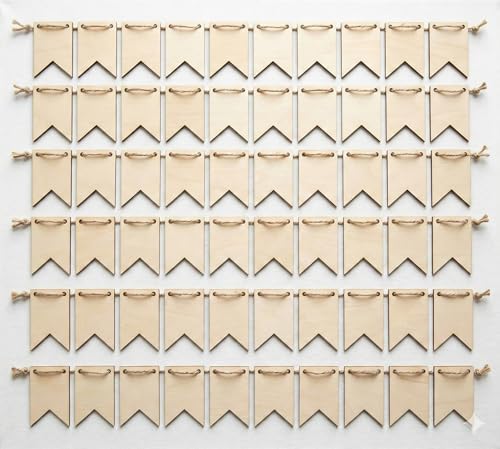 Oojami 50-Pack Unfinished Wood Banner Flags with Twine – Natural Wooden Pennant Ornaments for Crafts, Painting, Wood Burning, and Laser Engraving – Custom Blank Garland Kit for Party & Event Decor - Image 7