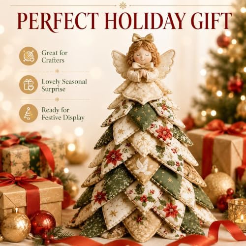 DIY Halloween Christmas Quilted Fabric Tree Kit, 3D Padded Patchwork Sewing Craft Kit for Beginners, Home Office Mantel Shelf Tabletop Decor, Handmade Holiday Gift for Craft Lovers (Christmas #C) - Image 7