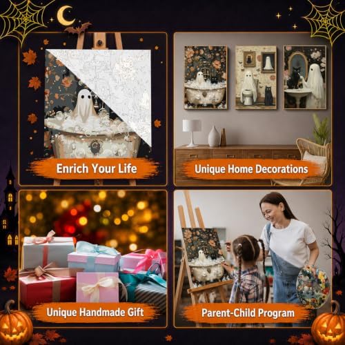 Mandun Halloween Paint by Numbers Kit for Adults, 3 Pack, 7.8x11.8 inch - Image 7