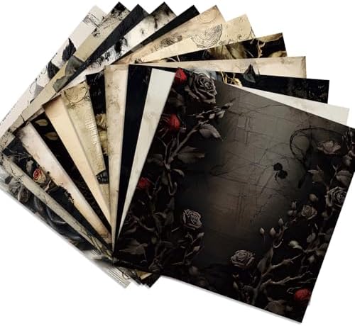 24 Sheets Black Rose Pattern Paper, 6" x 6" Rose Scrapbooking Supplies Paper Decorative Craft Paper for DIY Card Making Photo Album Junk Journal Décor - Image 7