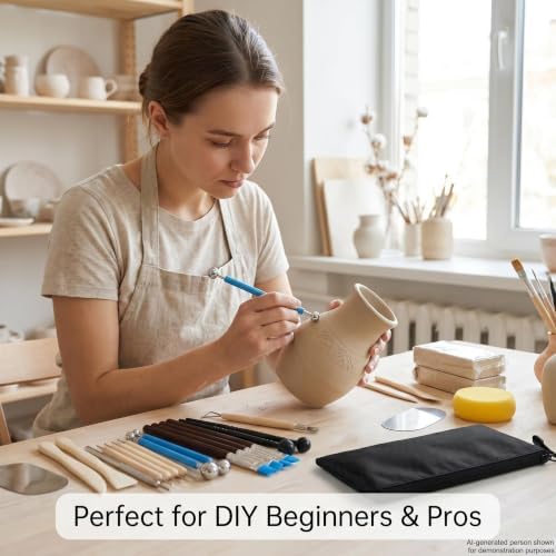 2.2LBs White Pottery Clay with 27 Pcs Clay Sculpting Tools,Natural Air Dry Clay Kit for Adults, Modeling Clay for Pottery, Ceramic Graving Pottery Wheel use for DIY Handicraft (White) - Image 7
