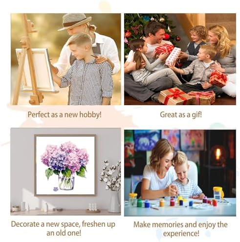 Artunion Framed Paint by Numbers Kit for Adults Beginners & Kids Ages 8-12,Hydrangea Flower Paint by Number with Frame,Floral Paint by Numbers Kit on Canvas 10 * 10 Inch Without Easel - Image 7