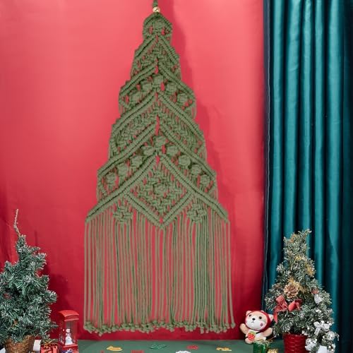 ORIGACH DIY Macrame Christmas Tree Large Wall Hanging kit Handmade Macrame Wall Hanging Kit for Beginners with Step by Step Video Tutorial Instruction Avocado Green Christmas Ornaments, 40x21inch - Image 7