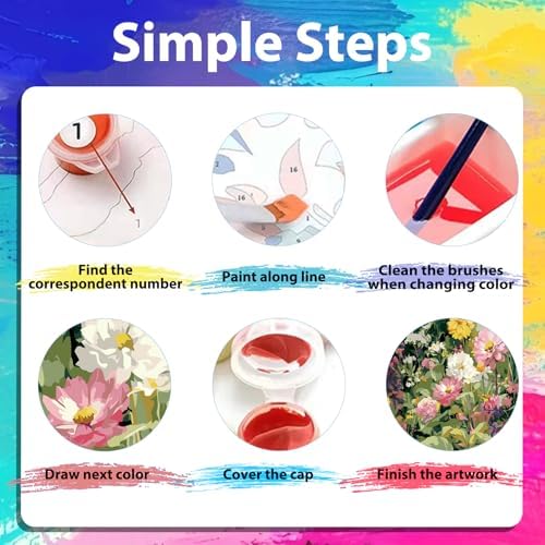xcemhil Flowers Paint by Numbers Kit for Adults Beginner, Flowers Paint by Numbers for Adult, Acrylic Paint by Number Kits Suitable for Home Wall Art Decor Gifts 16x20 Inch - Image 7