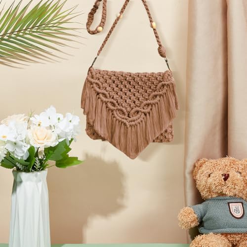 INFUNLY DIY Macrame Bag Kit for Adults Beginners Macrame Handmade Woven Bags with Tassels Bohemian Knotting Handbag Macrame Kit Crochet Bag Kit with Video Instruction for Women Holiday Beach Decor - Image 7