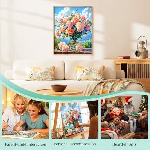Cytheron Paint by Numbers Kit for Adults, Rose DIY Painting Kit, 16x20 Inch - Image 7