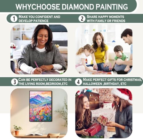 sdfkmlcdl Colorful Wildflower Mountain Diamond Art Kits for Adults, Maximalist Nature Floral Landscape Full Drill Diamond Painting Kits for Adults Beginners 2 Pack, 12x16 Inch - Image 7