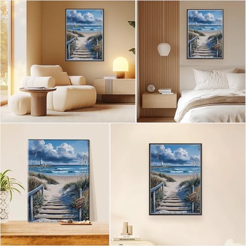 EOBROMD Framed Paint by Numbers Kits for Adults with Wooden Easel, Landscape Seaside DIY Paint by Numbers for Adults Beginner, Painting on Stretched Canvas, Home Decor Gift 10x14 Inch - Image 7