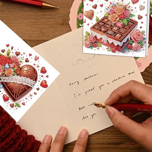 TDFERAN 6 Pack Diamond Art Kits for Adults Christmas Card Blank Cards Blank Greeting Cards Diamond Painting Note Cards with Envelopes Friendship/Anniversary Cards Thanks Cards Christmas Cake - Image 7