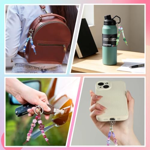 854PCS Beaded Keychain Making Kit with Gift Bags for Girls, Y2K Preppy Bag Charm & Phone Lanyard Craft Supplies, Friendship Bracelet Jewelry Kit with Letter, Pearl, Rhinestone & Gold Spacer Beads - Image 6