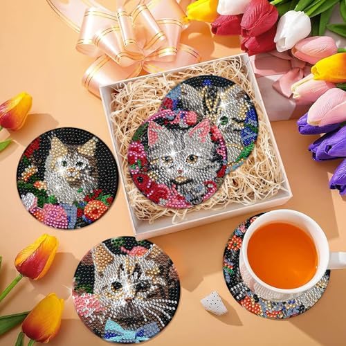 EWJRNSF 6 PCS Diamond Art Coasters Kit with Holder for Adults Beginners - Image 7