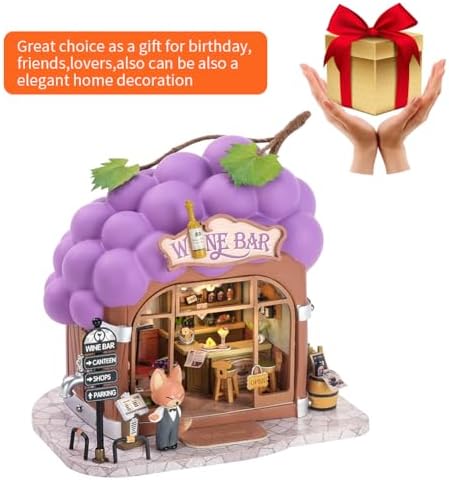 Dollhouse Miniature DIY House Kit,Mini 3D Wooden Doll House Craft Model with LED Creative Room Perfect DIY Gift for Friends, Lovers and Families (Bar) - Image 7