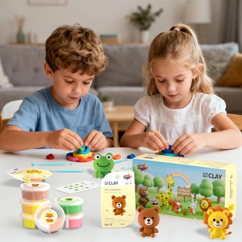 Air Dry Clay for Kids - 6 Animal Themed Modeling Clay Kit, Model Magic Clay with Sculpting Tools and Tutorials, Ultra Light & Soft, Non-Toxic & Safe, DIY Arts and Crafts School Projects for Kids - Image 6