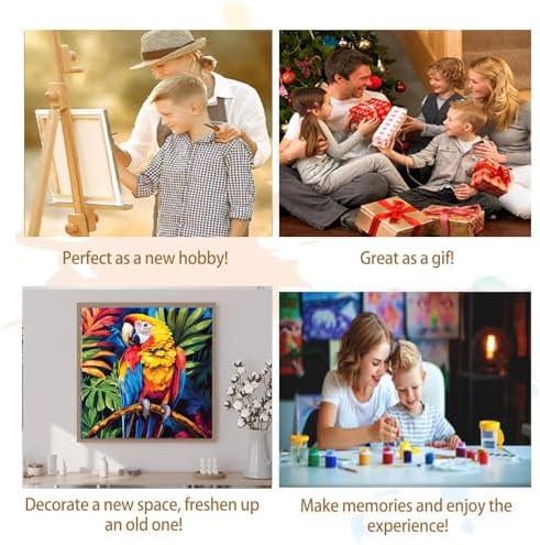 Artunion Framed Paint by Numbers Kit for Adults Beginners & Kids Ages 8-12,Colorful Parrot Paint by Number with Frame,Bird Paint by Numbers Kit on Canvas 10 * 10 Inch Without Easel - Image 7