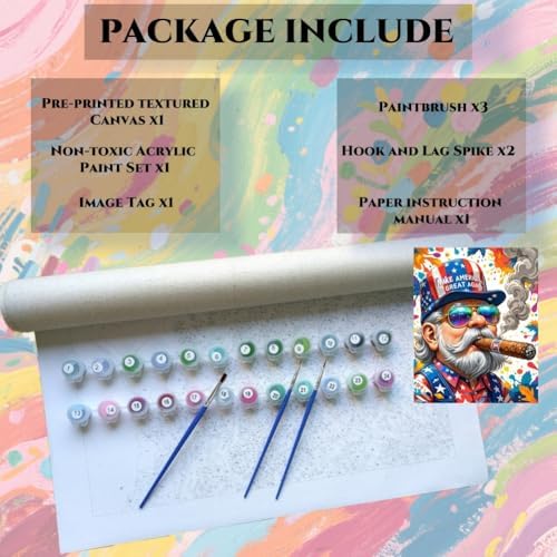 ACANDYL Gnome DIY Paint by Numbers Kit for Adults Paint by Numbers Beginner Canvas Painting by Number Make American Great Again DIY Acrylic Oil Painting on Canvas Arts Craft Decoration 16x20 Inch - Image 7