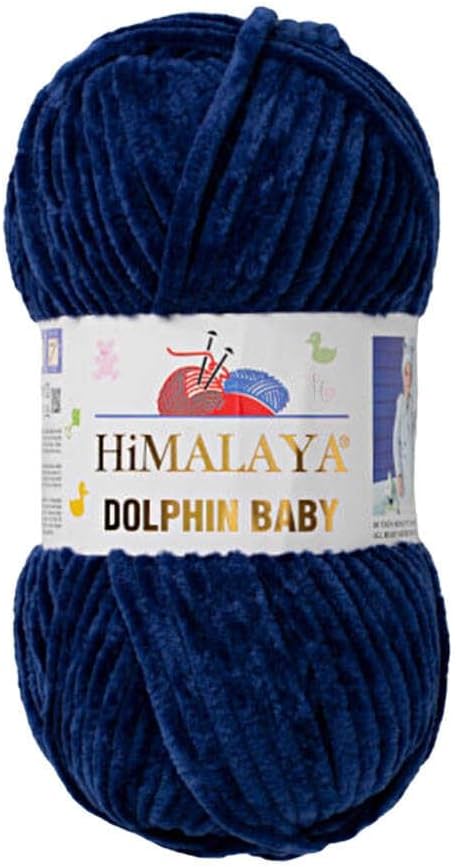 1 Skein/Pack Himalaya Dolphin Baby Chenille Yarn, Each Ball 100 gr (3.5 oz), 120 m (132 Yards), 100% Polyester, Super Bulky Baby Blanket Velvet Amigurumi Yarn, 80321 - Navy Blue