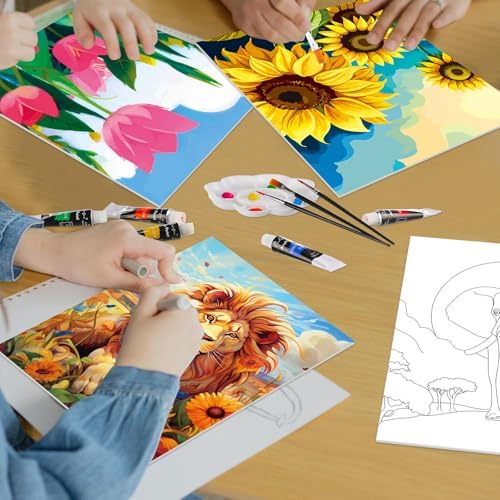 Cholemy 36 Pcs Paint and Sip Kit Gift for Adults 8''x10'',Plants Animals - Image 6