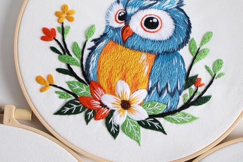 Konrisa Owl Embroidery Kit for Beginners Adult, Embroidery Starter Kit with Cloth Hoops Threads DIY Sewing for Craft Lover Hand Stitch Needlepoint Kits - Image 7