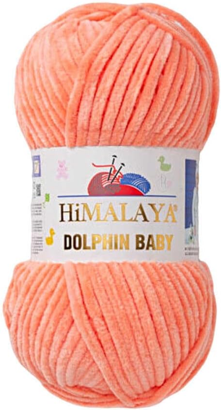 4 Skein/Pack Himalaya Dolphin Baby Chenille Yarn, Each Ball 100 gr (3.5 oz), 120 m (132 Yards), 100% Polyester, Super Bulky Baby Blanket Velvet Amigurumi Yarn, 80355 - Light Coral