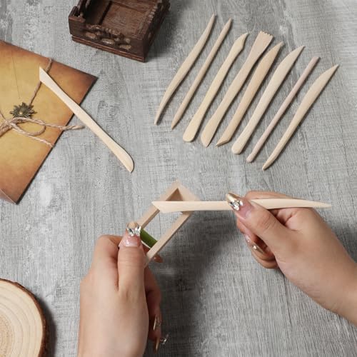 10Pcs Wooden Clay Tools, 6.2'' Smooth Double Ended Clay Sculpting Tools, Polymer Modeling Tool Kit for Ceramics Soap Playdough Carving Supplies - Image 6