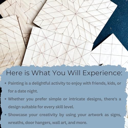 Barn Quilt Square | Unfinished Wood Quilt Block Painting Sign | DIY Painting Craft Kit for Adults | Farmhouse Wall Art and Quilting Decor (Set of 4-3 inches, Friendship Star) - Image 6