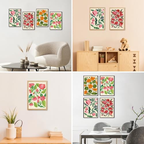 GEEHEIY 4 Pack Framed Paint by Numbers Kit for Adults, Flowers, 8 x 12 Inch - Image 7