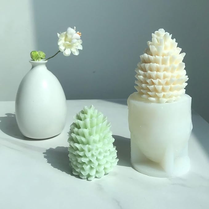 5 PCS 3D Christmas Tree Pine Cone Silicone Candle Soap Epoxy Resin Wax Mold Silicone Shapes Christmas Tree Mold For Candle Resin Soap Craft Cake Chocolate Making Kit Christmas Gift Decoration