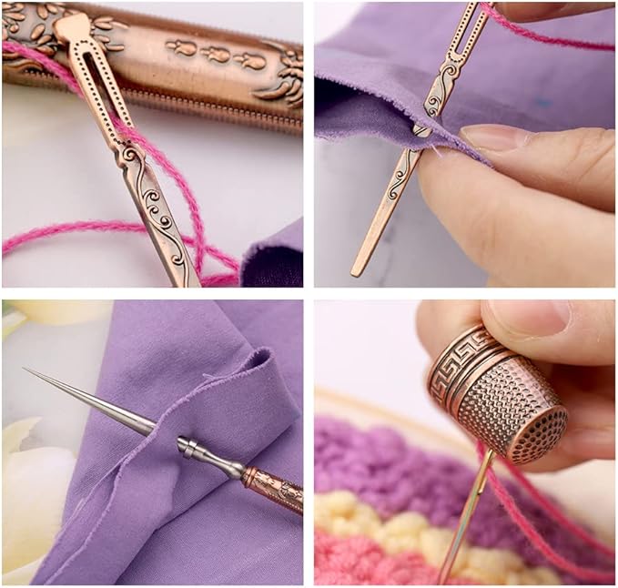 BUTUZE Embroidery Scissors Kit, European Antique Vintage Sewing Kit, Complete Vintage Sewing Tools with Embroidery Scissors,Original Case,Sewing Needle Case, Awl for Sewing, Craft, Needlework