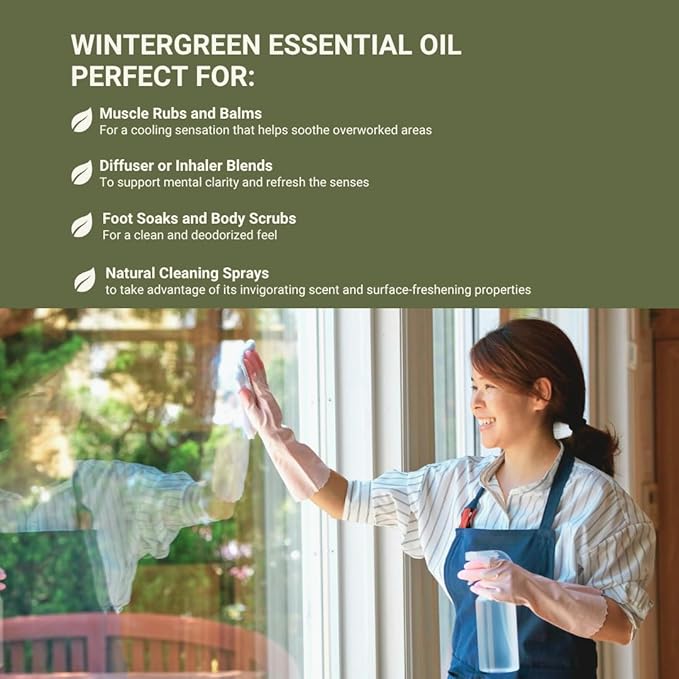 Nature Packaged Wintergreen Essential Oil - Direct from Bio-Young Aromas China - Steam Distilled - Aceite de Gaulteria for Aromatherapy, Massage, Diffuser, DIY Candle and Soap Making - 2lbs