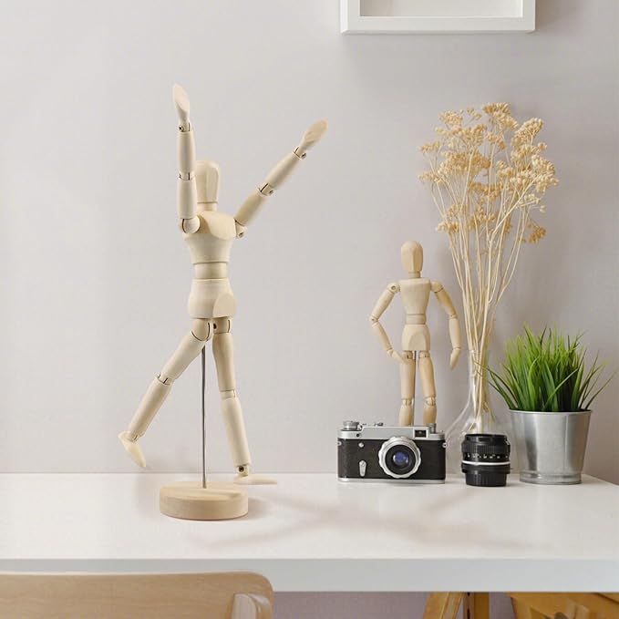 PINGEUI 8 Pack 8 Inch Wooden Artists Model, Wooden Art Figure Model with Stand, Movable Wooden Manikin for Artists, Sketching