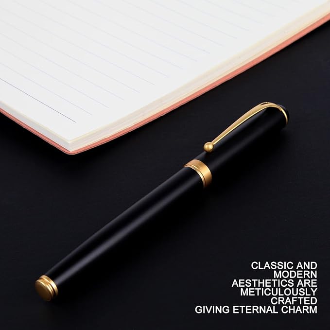 Zalantan Fountain Pen-Smooth Writing Metal Water Pen with Gift Case Fine Nib Consistent Ink Flow Luxury Pen for Nice Pens Includes a Calligraphy Nib 8 Ink Cartridges and a Converter (Gold)