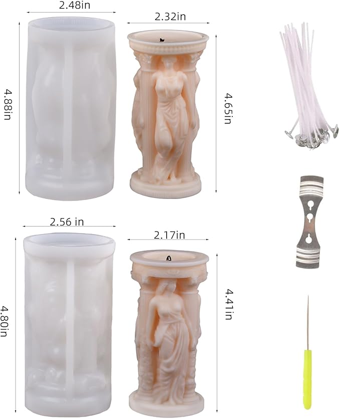 2Pack Athena Portrait Silicone Candle Molds Epoxy Resin Wax Mold Silicone Shapes Portrait Mold for Candle Craft Making Gift Furniture Decoration
